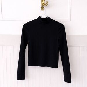 GAP Black Long-Sleeve Mock Neck Tee